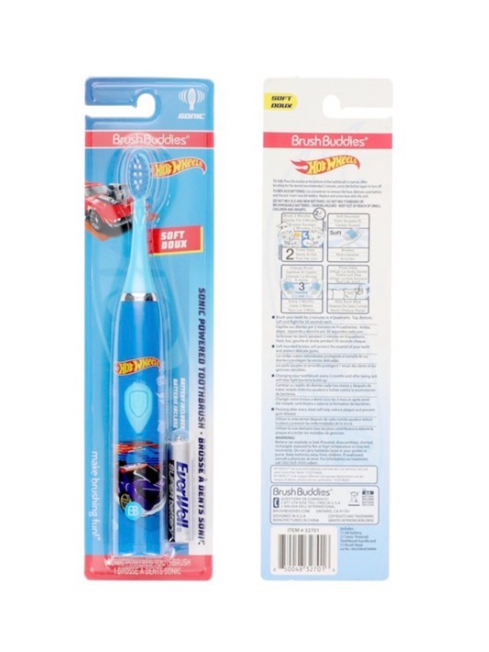 Brush Buddies Hot Wheels Sonic Kids Toothbrush — Blue